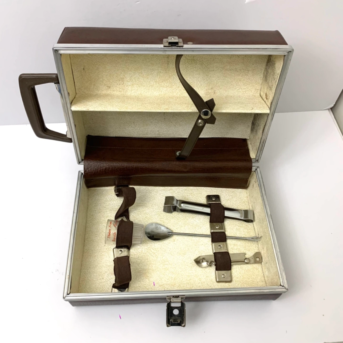 Vintage Bar Tool Set Travel Case Cocktail Kit Portable - photo 5