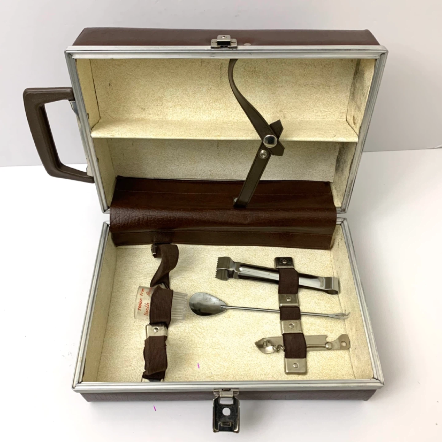 Vintage Bar Tool Set Travel Case Cocktail Kit Portable