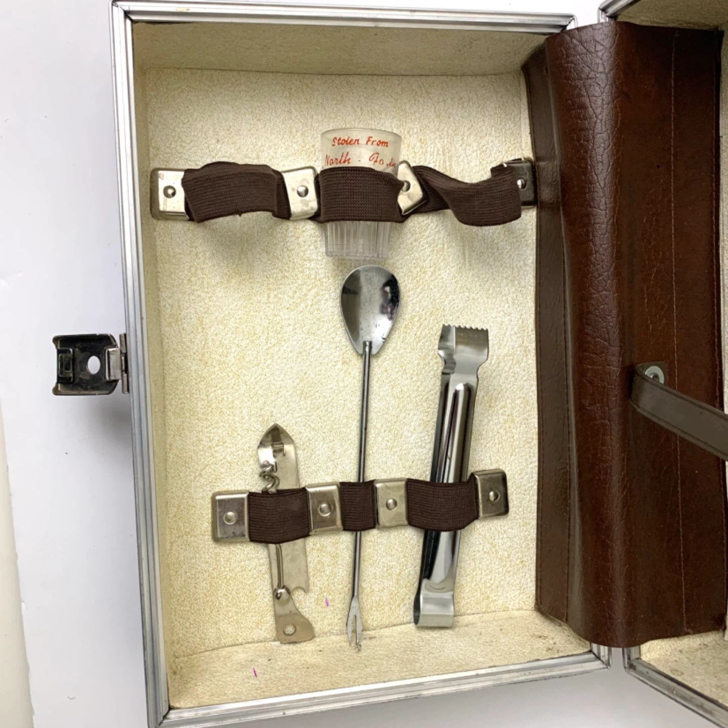 Vintage Bar Tool Set Travel Case Cocktail Kit Portable - photo 2