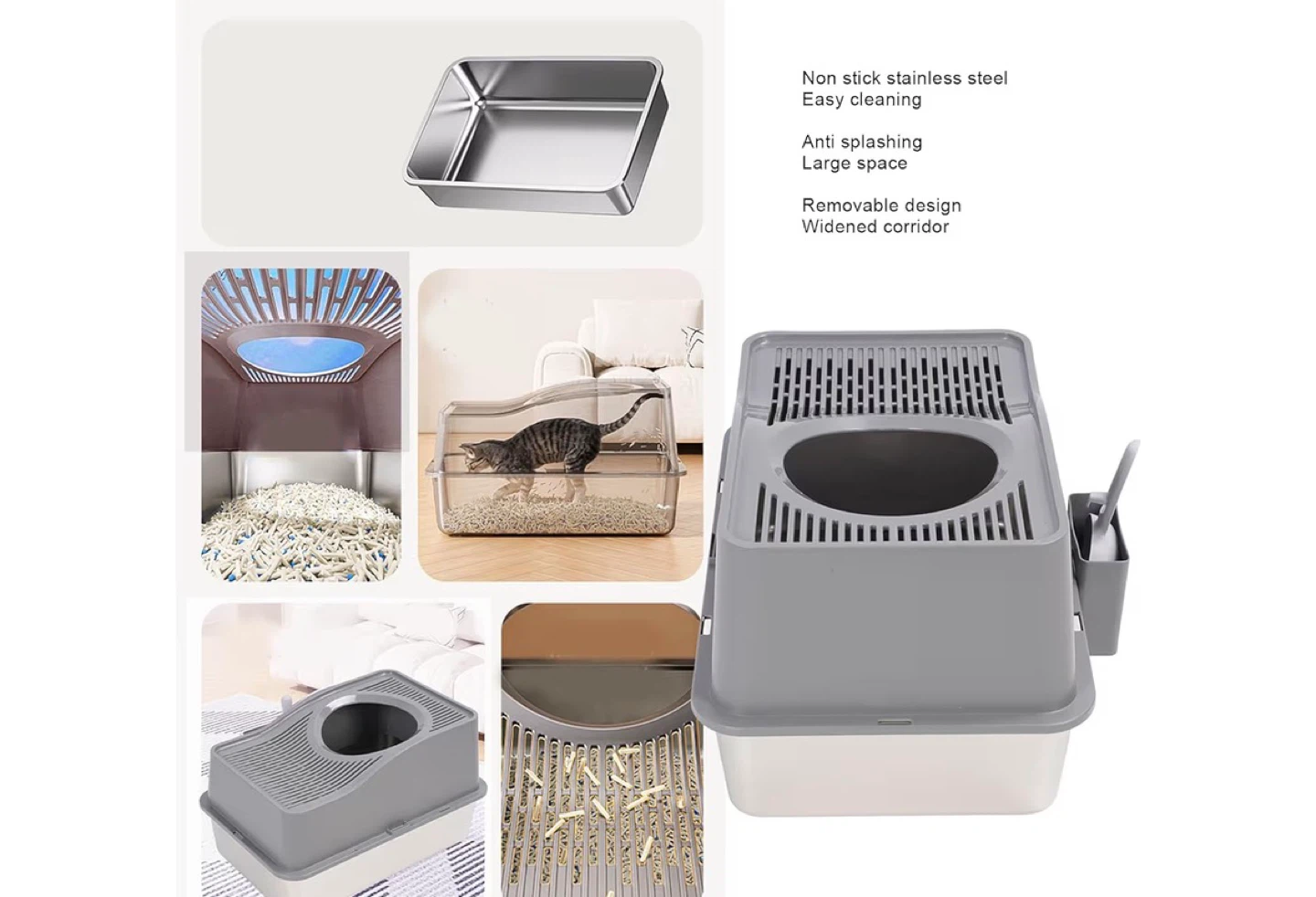 Grey & White Litter Box with Scoop - photo 2