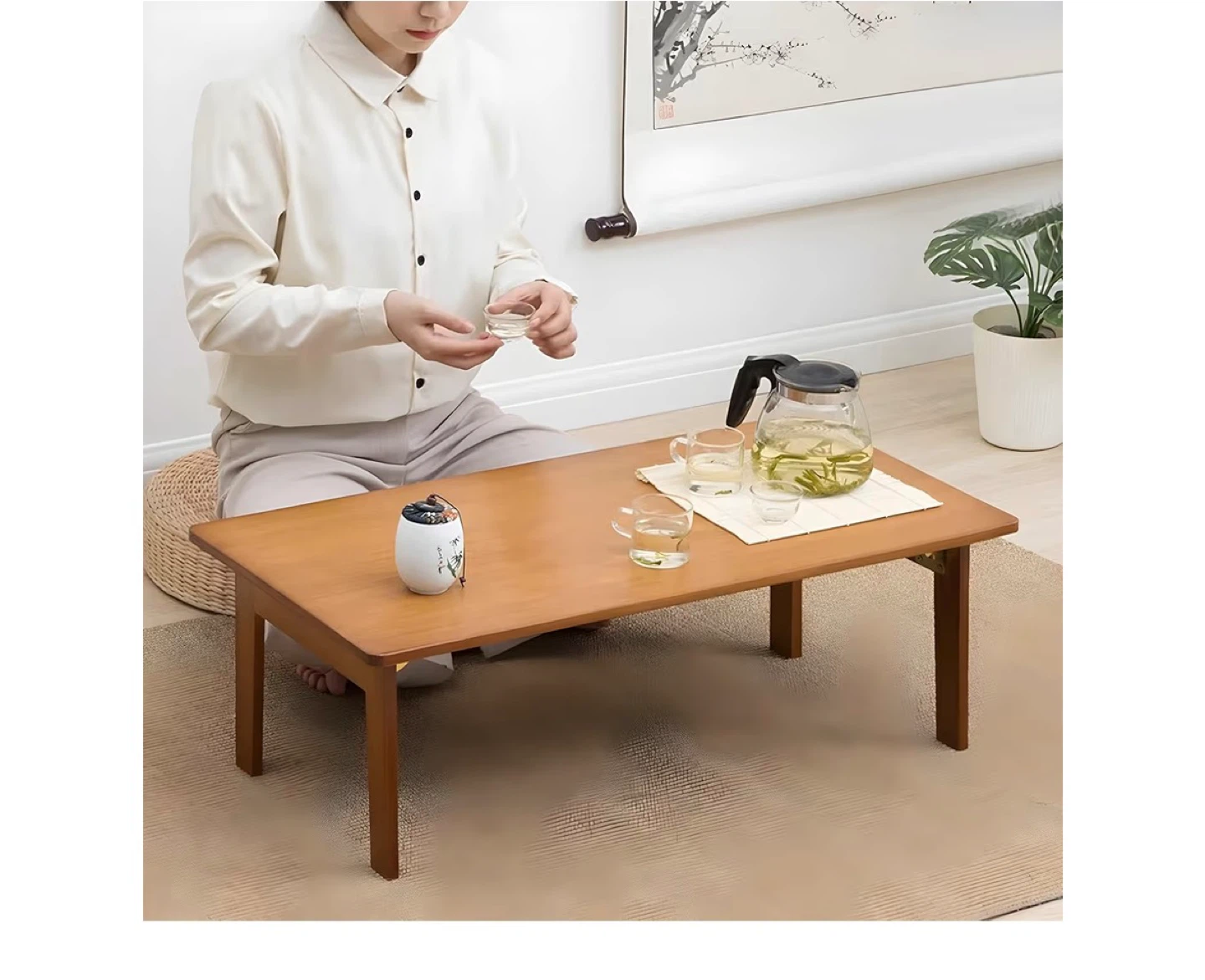 Bamboo Folding Coffee Table - 80cm x 38cm - photo 2
