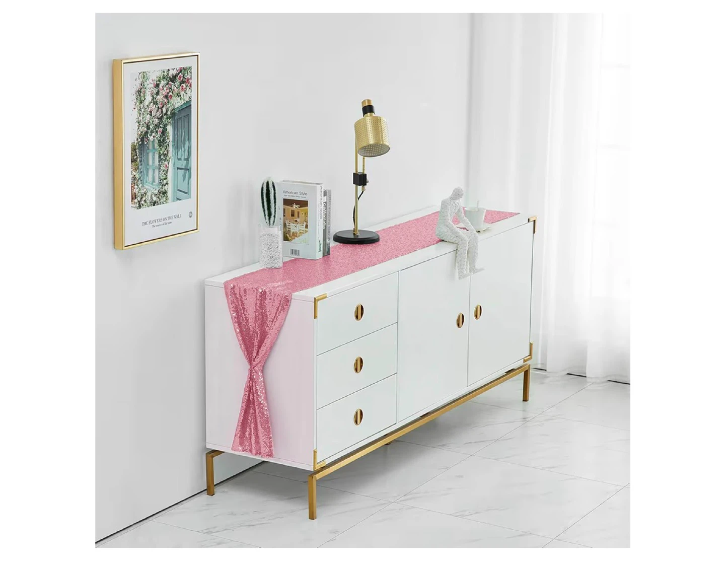 2 Pack Pink Sequin Table Runner 12" x 72"
