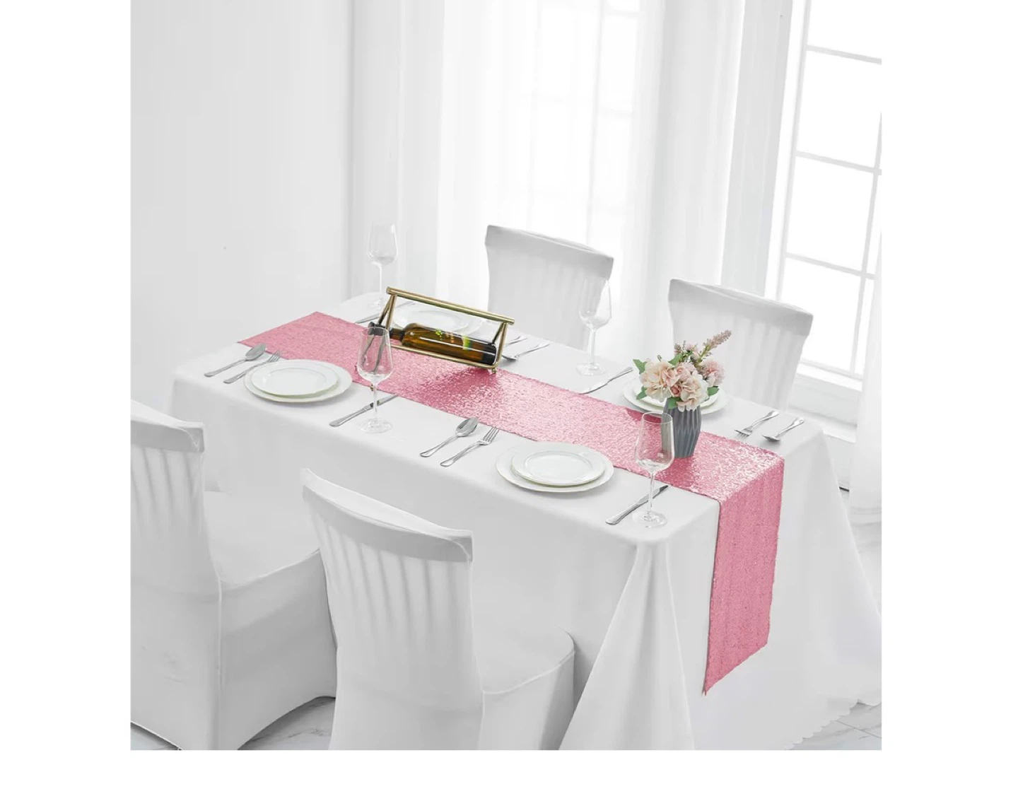 2 Pack Pink Sequin Table Runner 12" x 72" - photo 5