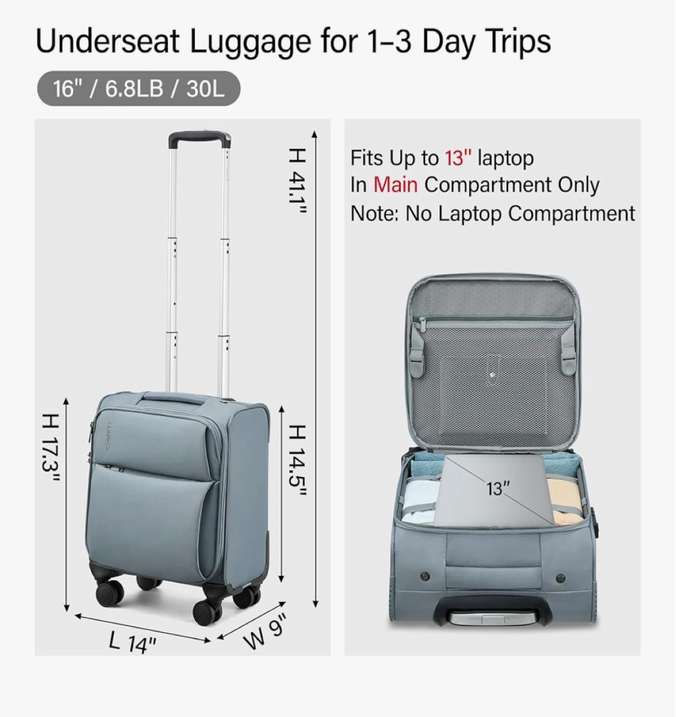 Hankey Underseat Luggage - Grey - photo 3