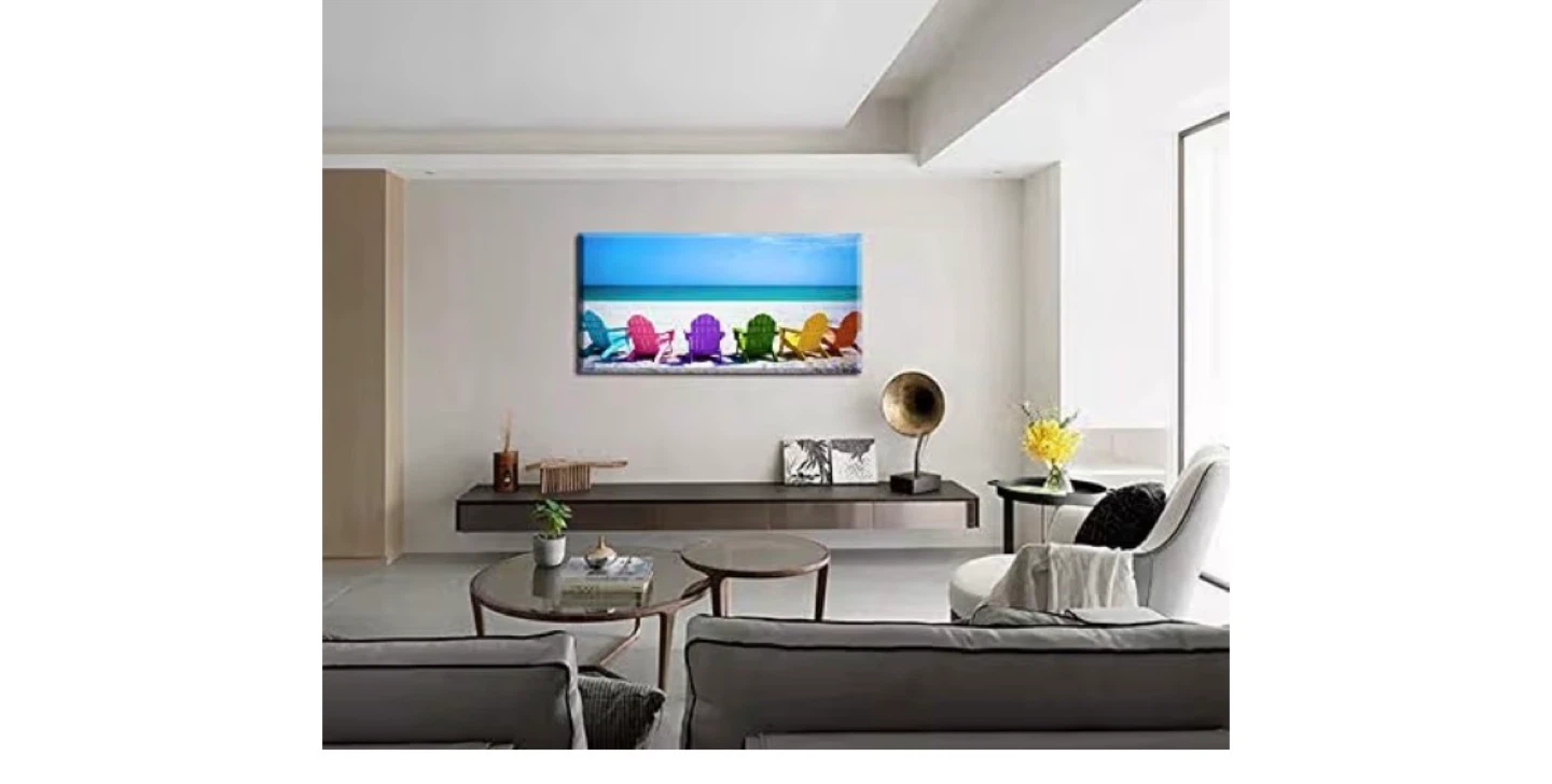 Canvas Print: Adirondack Chairs on Beach Landscape - 48" x 24" - photo 5