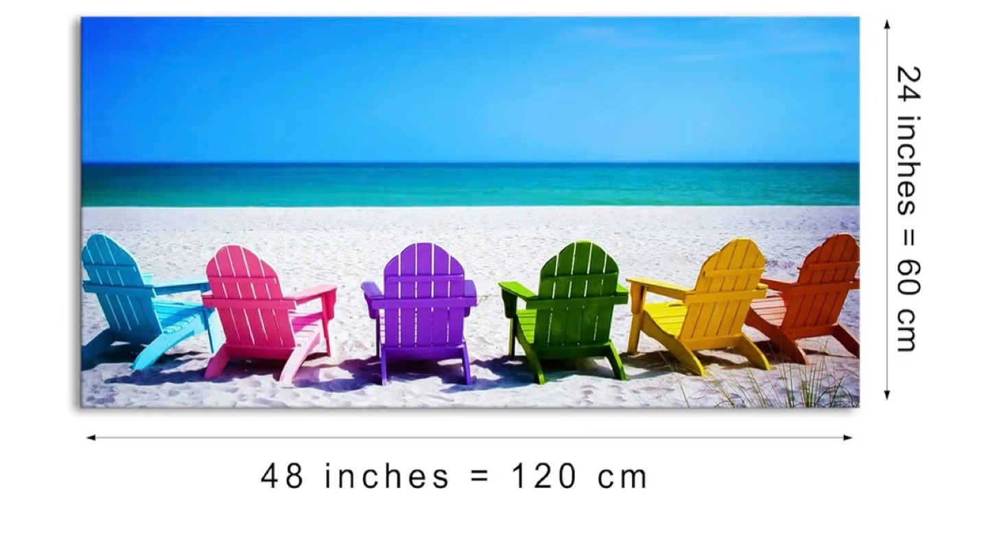 Canvas Print: Adirondack Chairs on Beach Landscape - 48" x 24" - photo 2