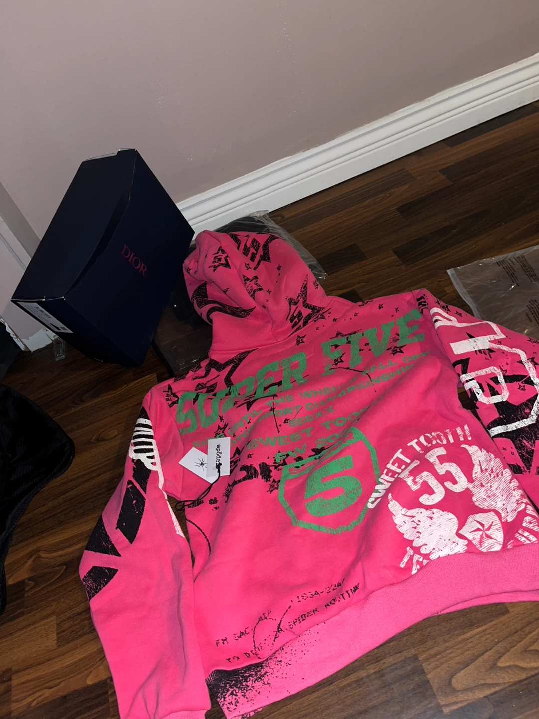 SPIDER "SP-55" "SUPER FIVE" Pink Hoodie - photo 2