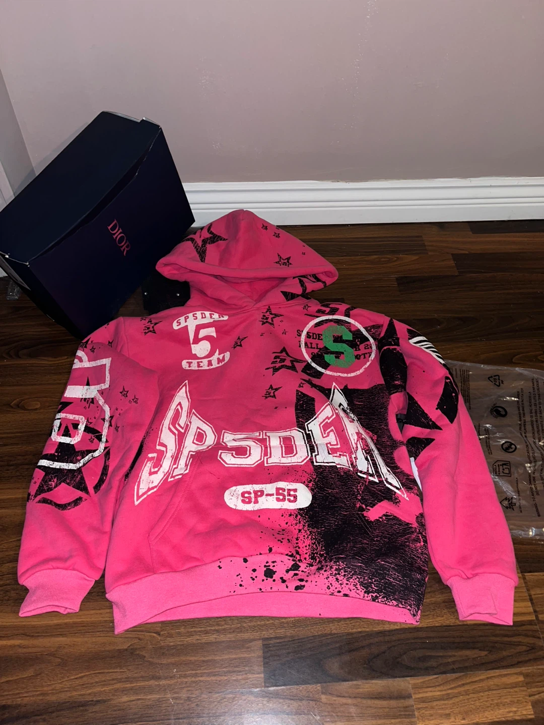 SPIDER "SP-55" "SUPER FIVE" Pink Hoodie