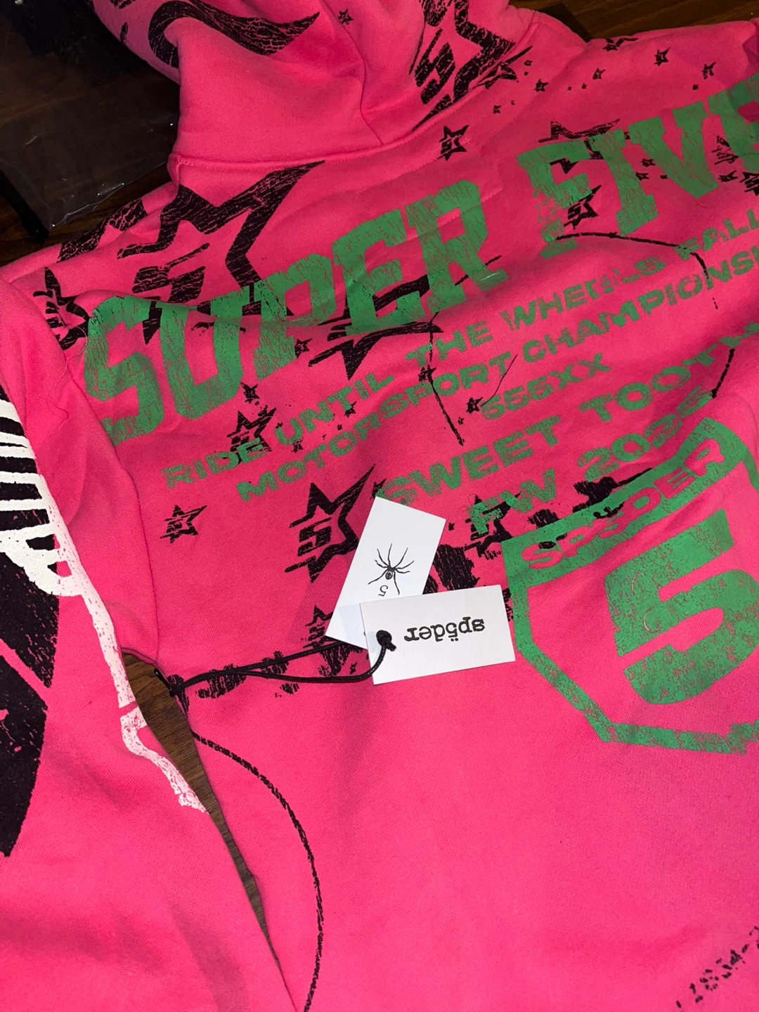 SPIDER "SP-55" "SUPER FIVE" Pink Hoodie - photo 3