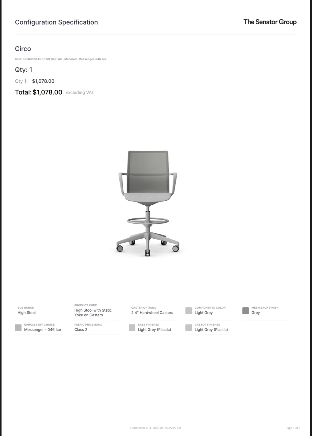 Senator CR50 Ergonomic Drafting Chair / Stool - photo 4