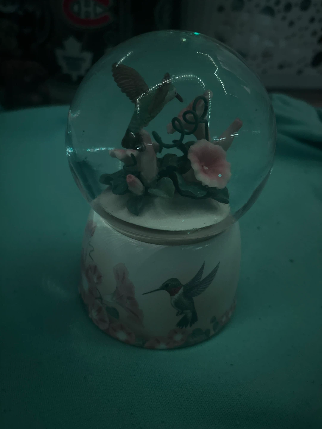 Hummingbird and Flower Musical Snow Globe