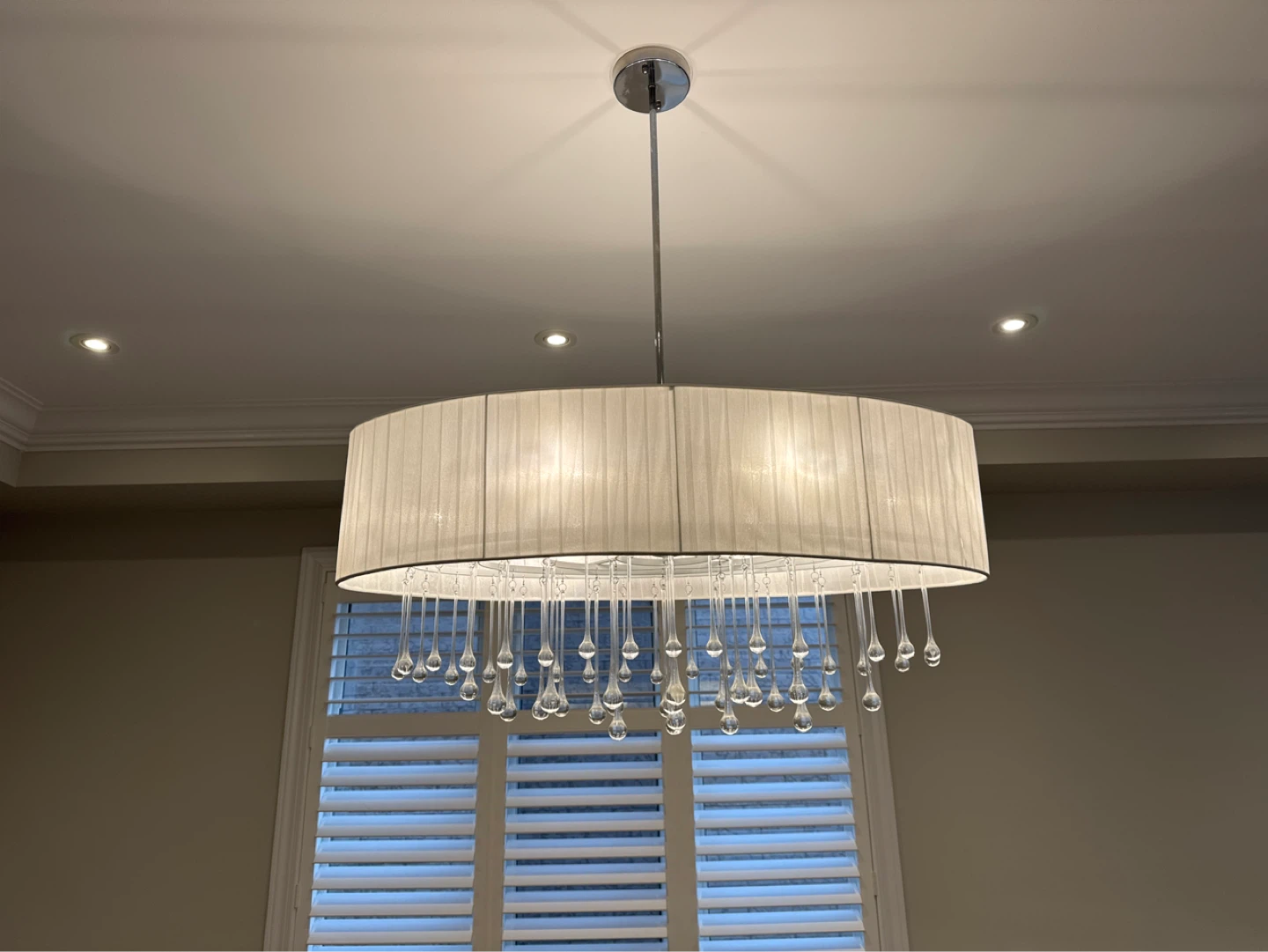 Drum Chandelier with Crystal Droplets