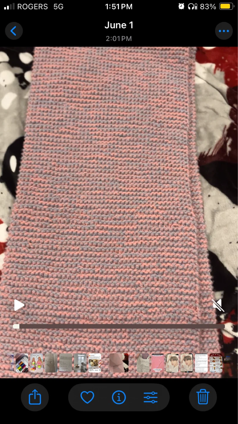Hand-knitted Pink and Grey Scarf