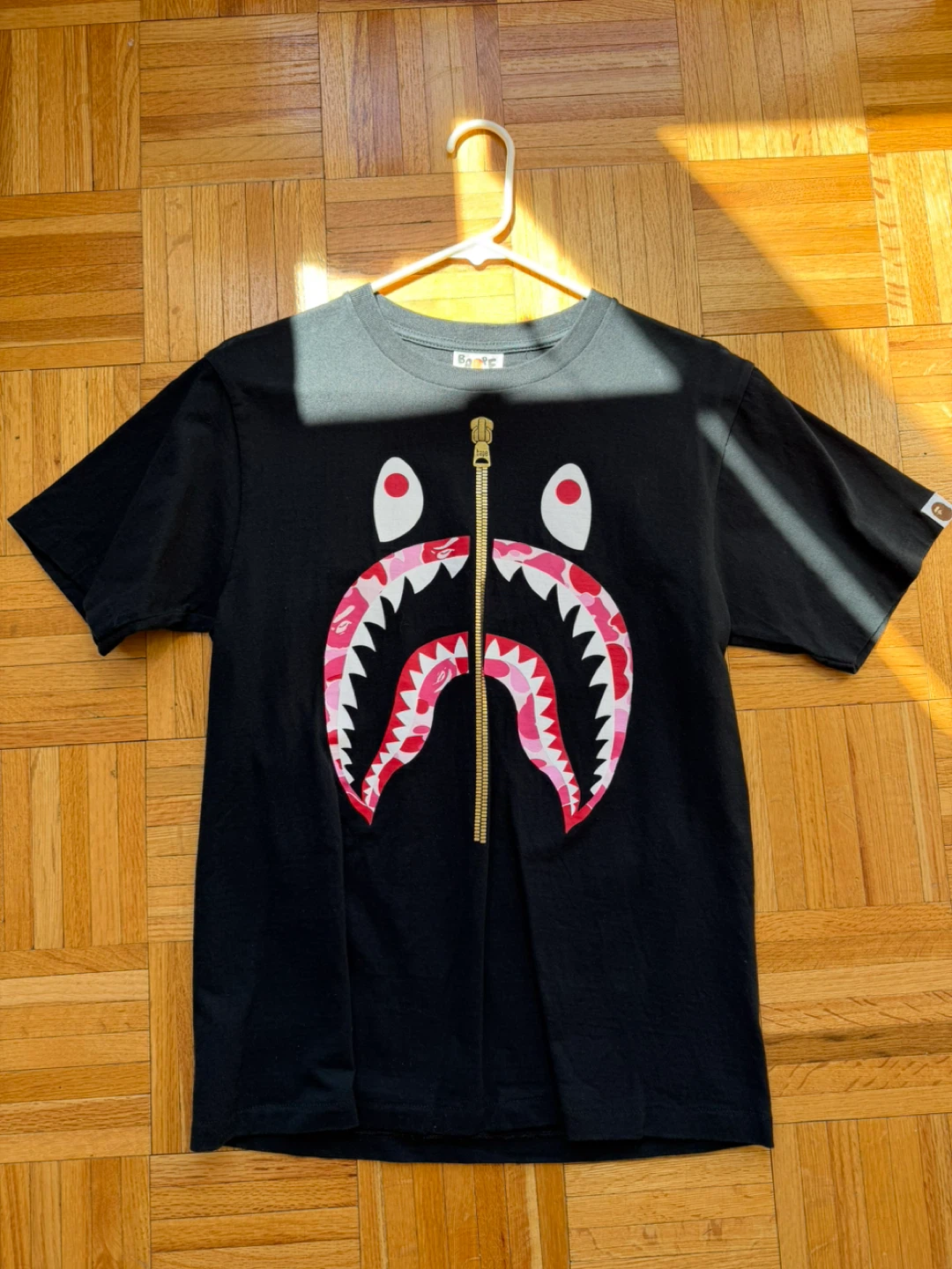Bape ABC Gold Zip Shark Tee Used Size S