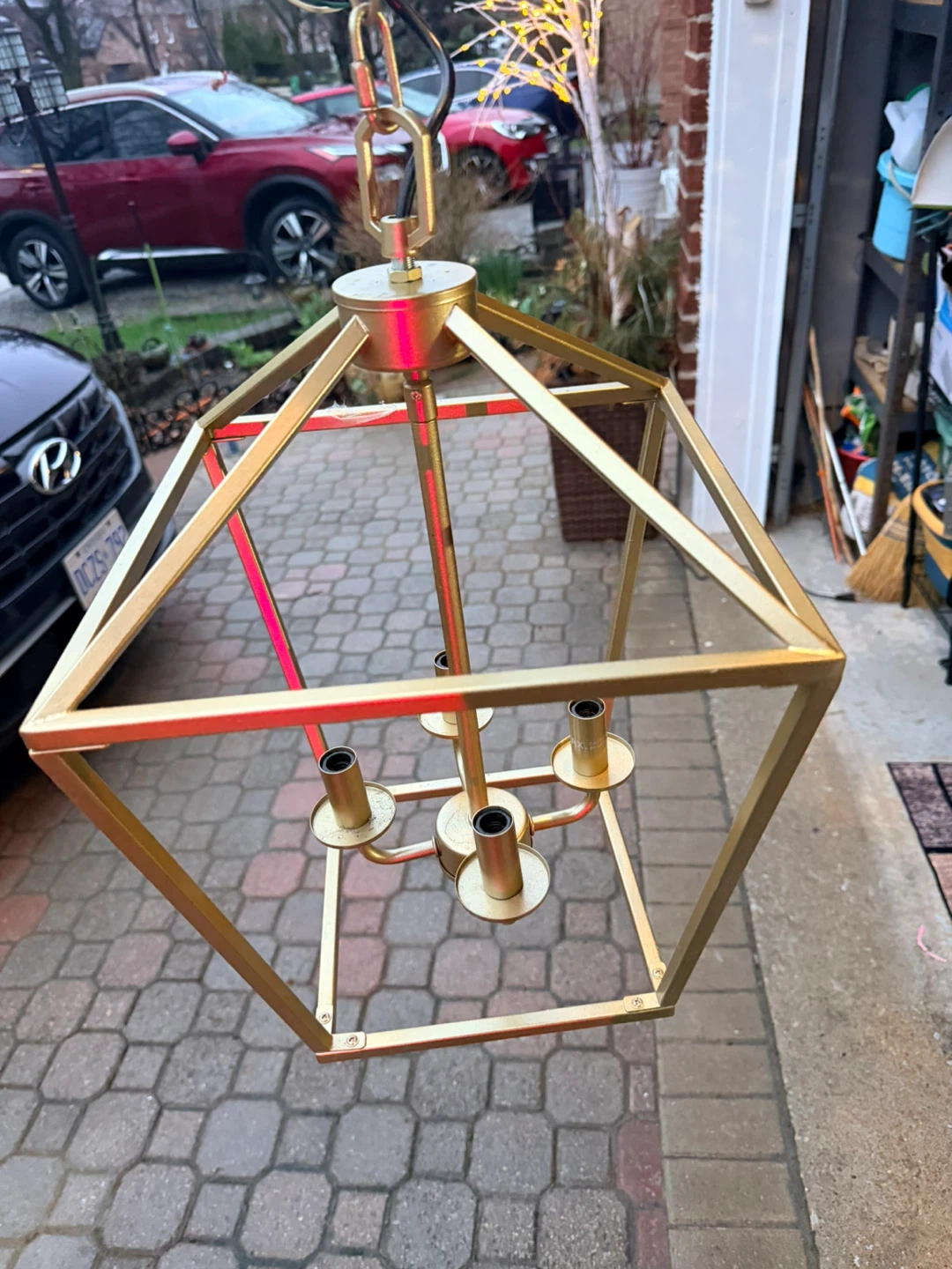Gold Geometric Chandelier Light Fixture - photo 2
