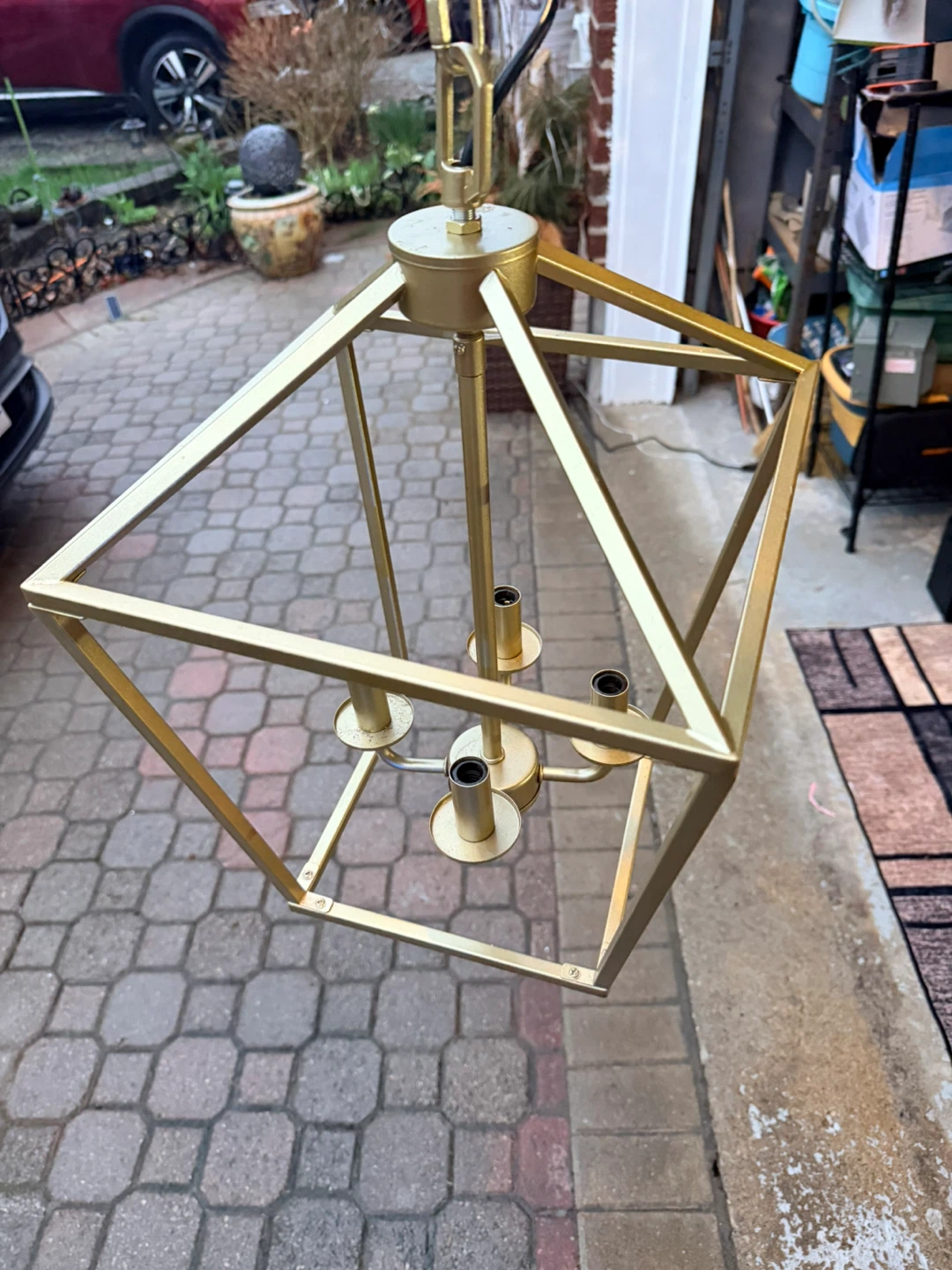 Gold Geometric Chandelier Light Fixture - photo 3