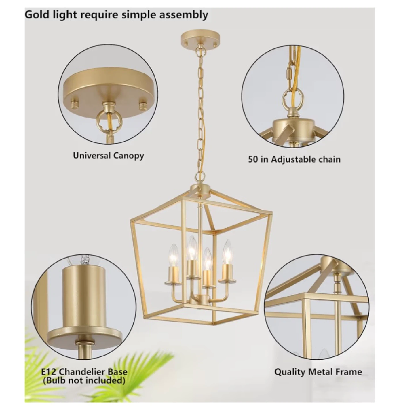 Gold Geometric Chandelier Light Fixture