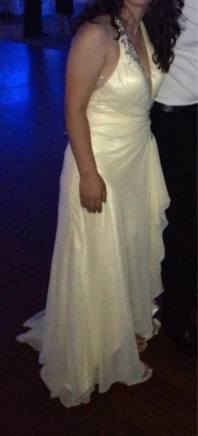 Cream Halter Neck Evening Gown - photo 2
