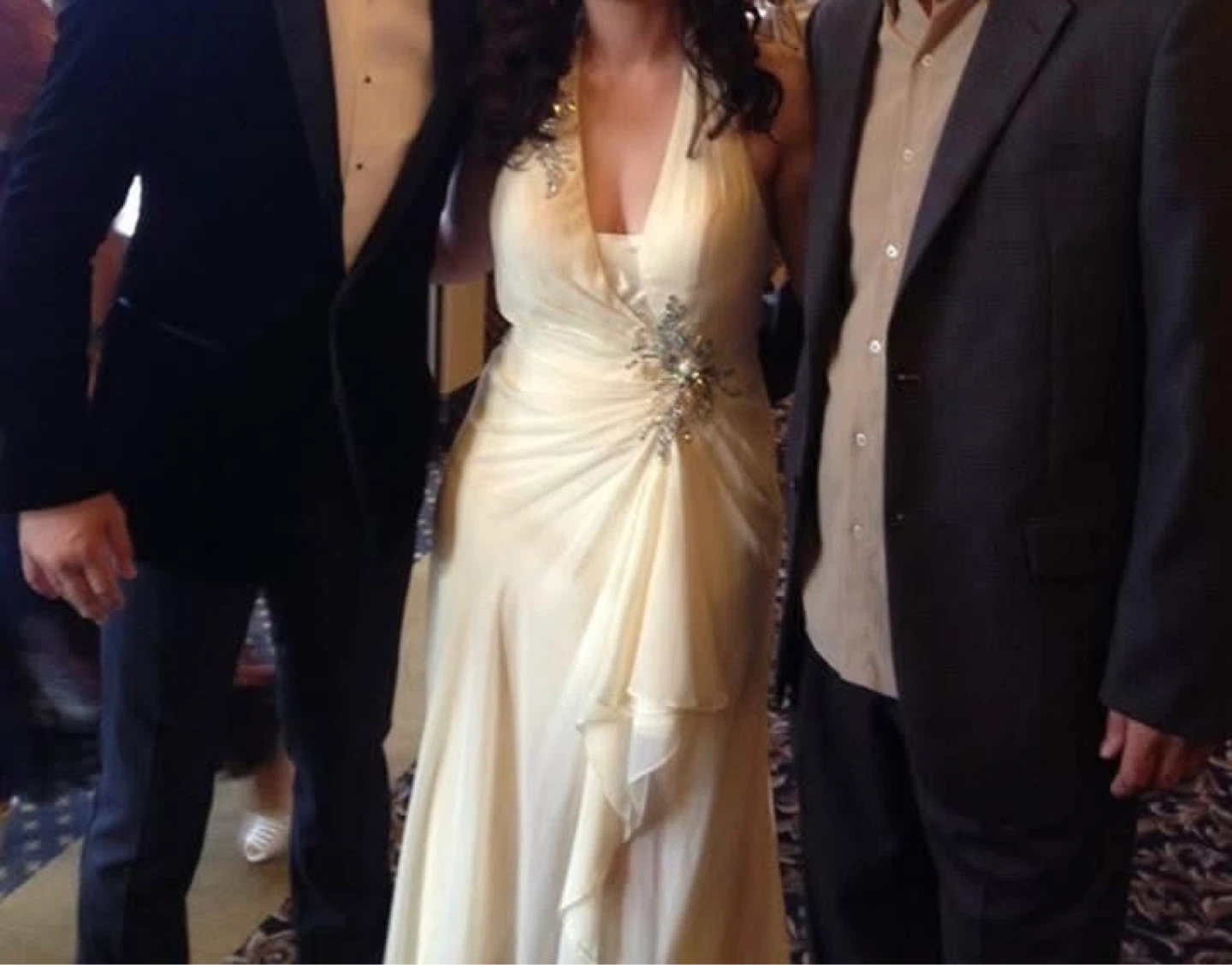 Cream Halter Neck Evening Gown