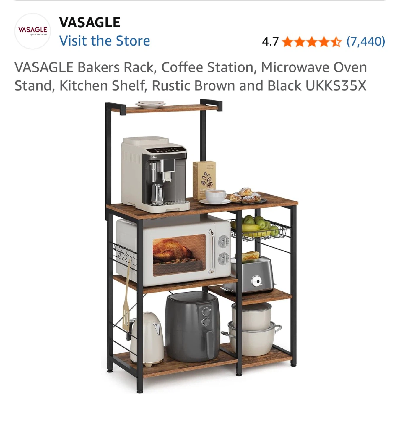 Bakers Rack, Coffee Station, Microwave Oven Stand - photo 2