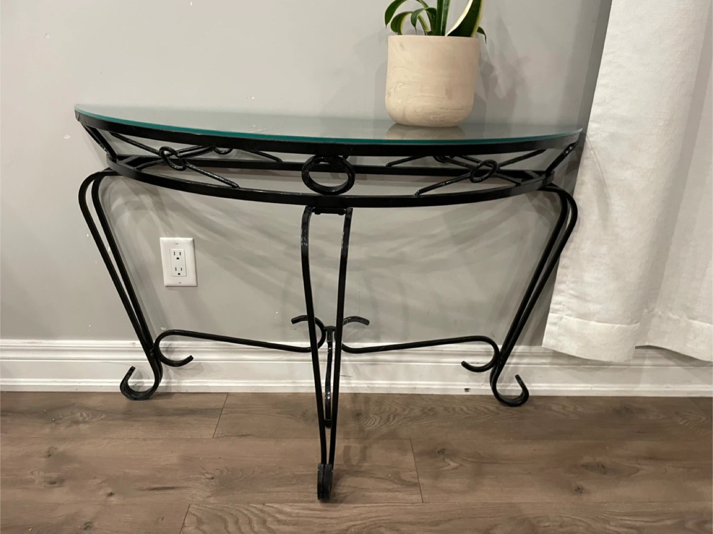 Half-Moon Console Table with Glass Top - photo 3