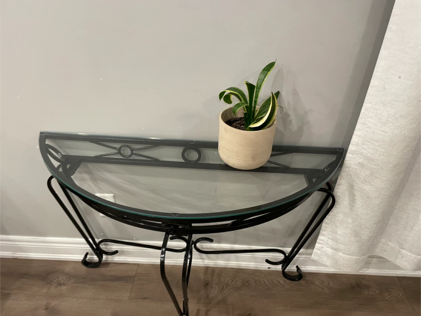 Half-Moon Console Table with Glass Top - photo 4