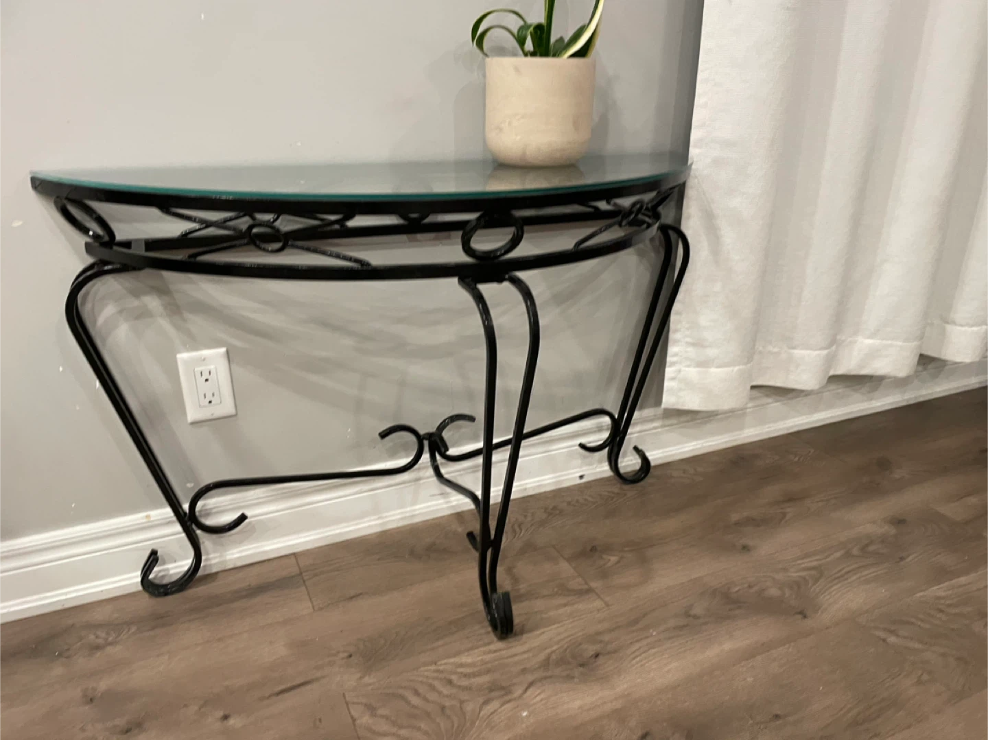 Half-Moon Console Table with Glass Top - photo 2