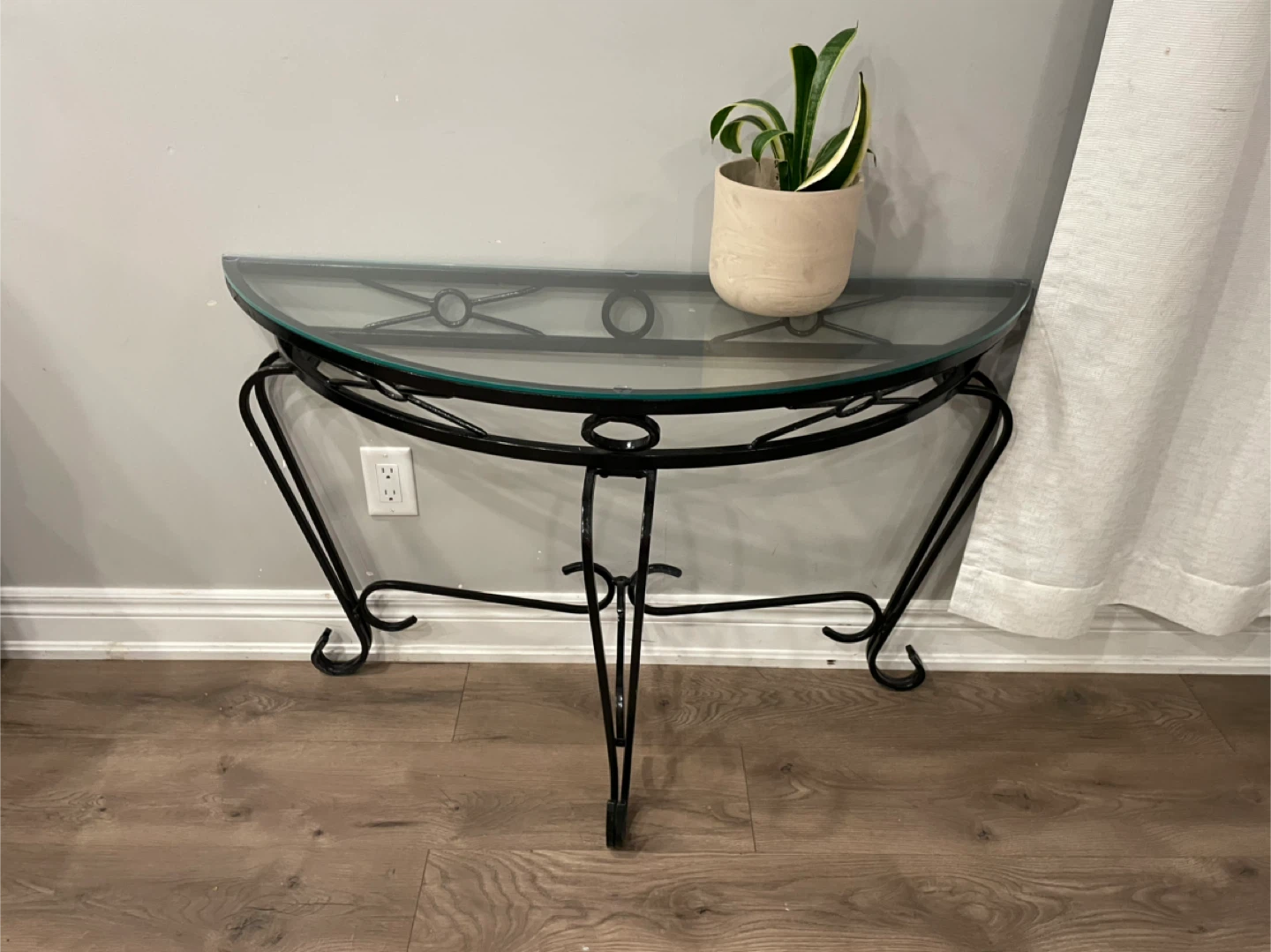 Half-Moon Console Table with Glass Top - photo 5