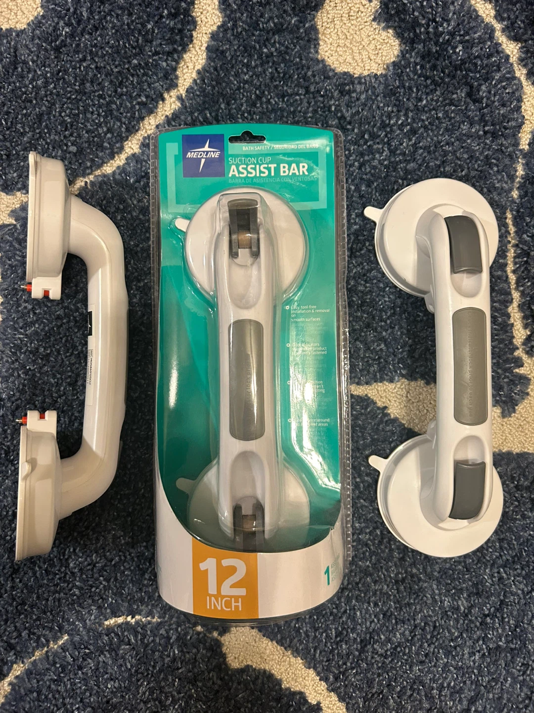 Medline Suction Cup Assist Bar - 12 Inch set of 3