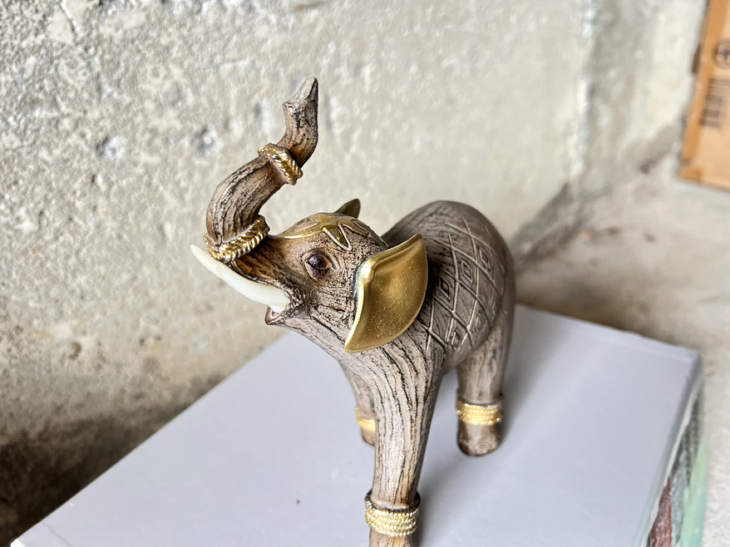 Decorative Elephant Figurine with Gold Accents - photo 3