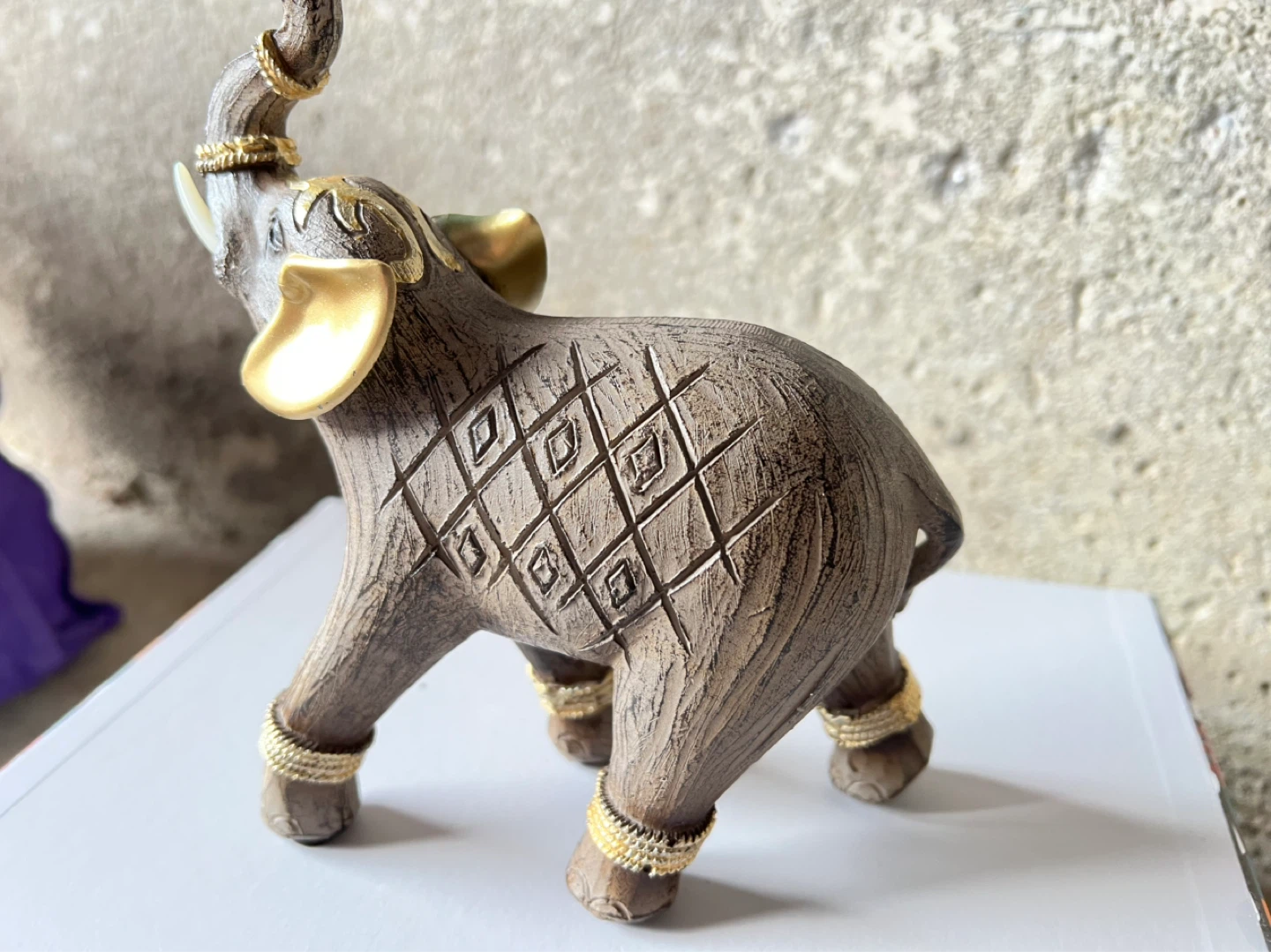 Decorative Elephant Figurine with Gold Accents - photo 2