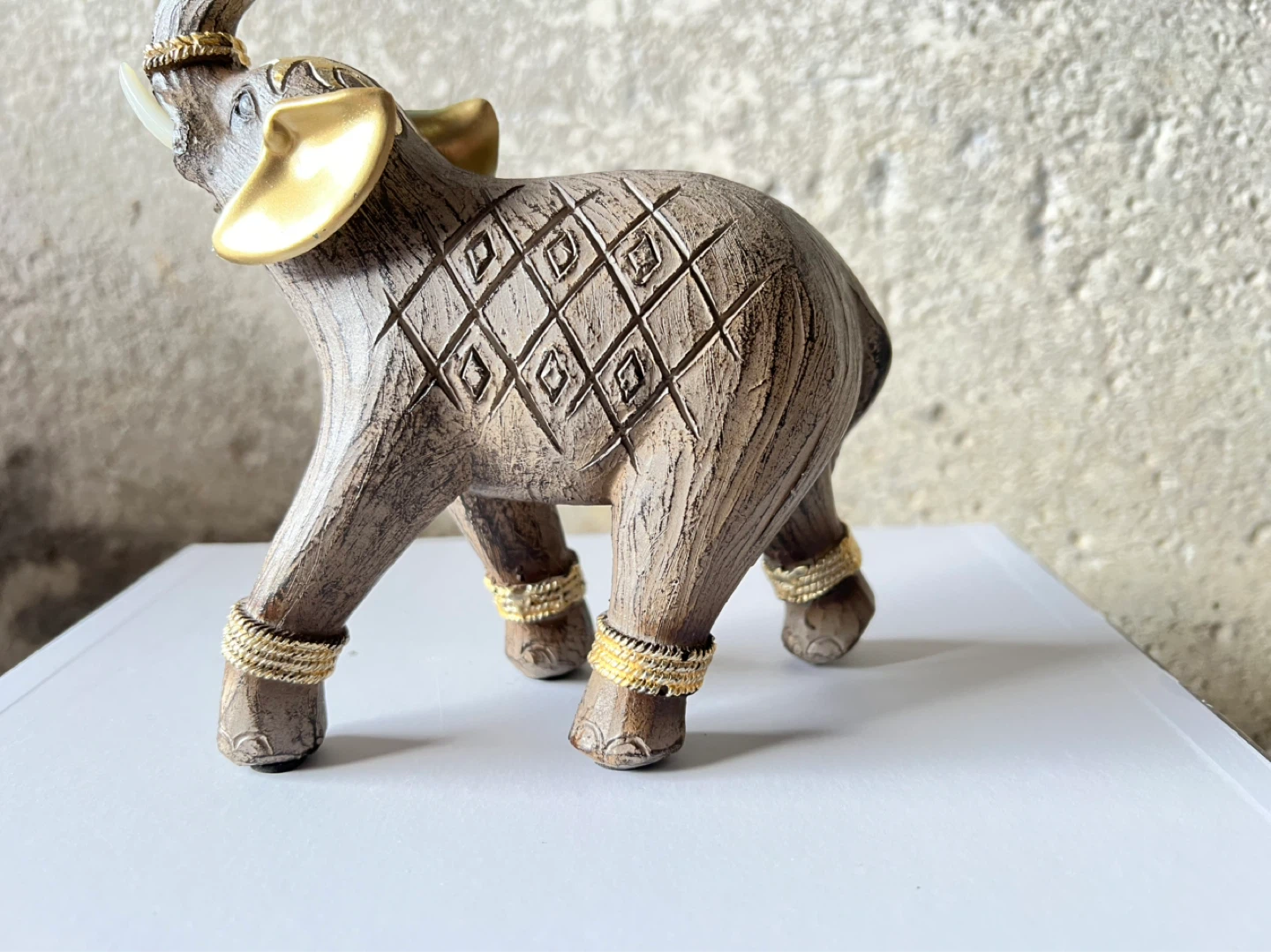Decorative Elephant Figurine with Gold Accents