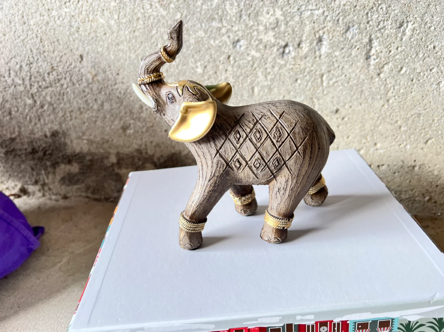 Decorative Elephant Figurine with Gold Accents - photo 5