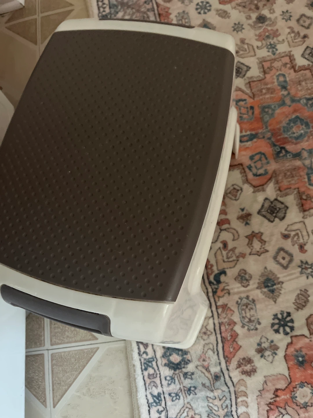 Brown and White Plastic Step Stool