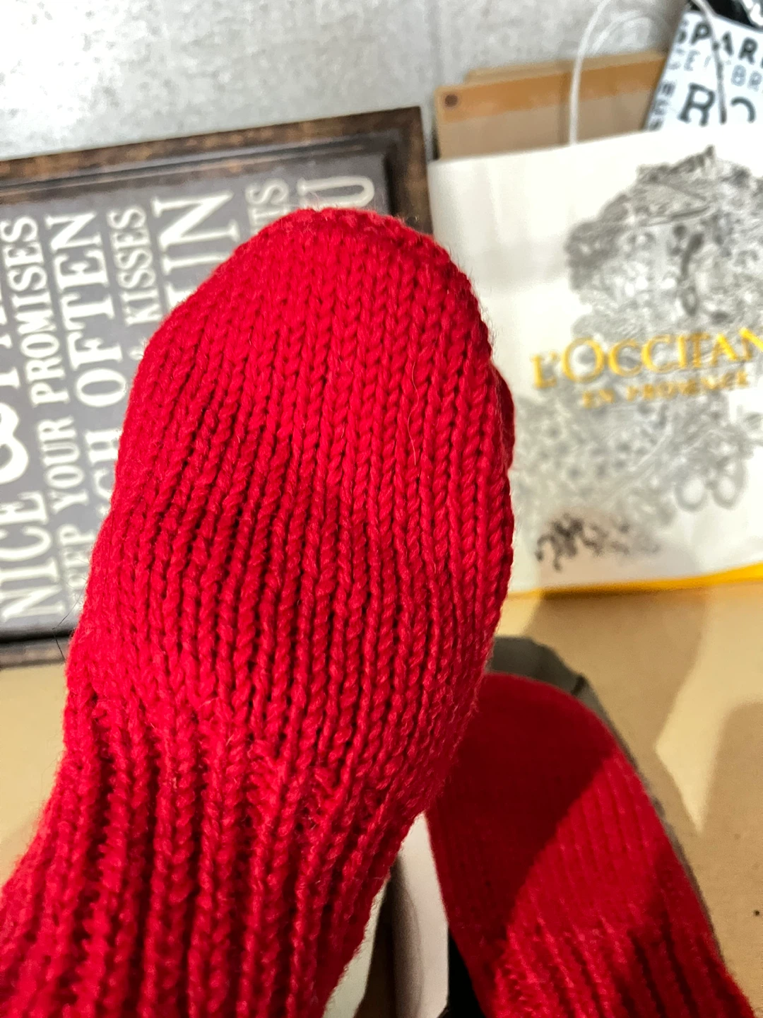 Red Knit Mittens with Spiderweb Design - photo 2