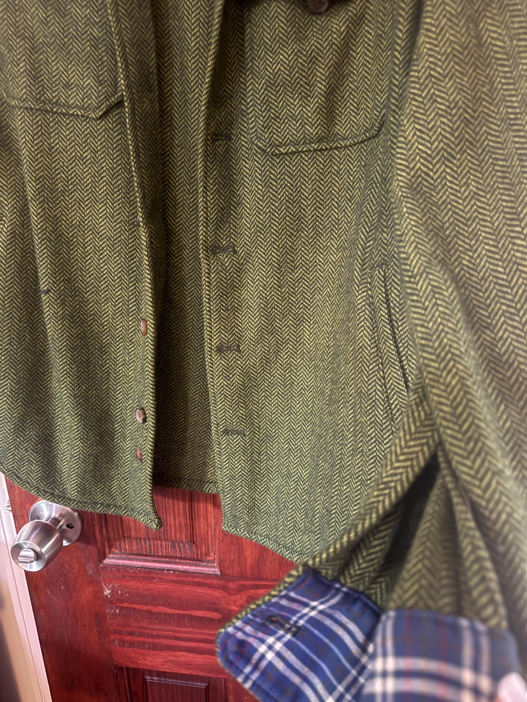 The Territory Ahead Green Herringbone Shirt Jacket - photo 3