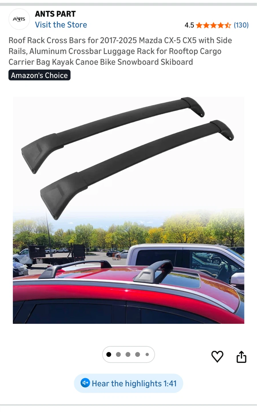 Mazda CX-5 Roof Rack Cross Bars 2017-2025 - photo 4