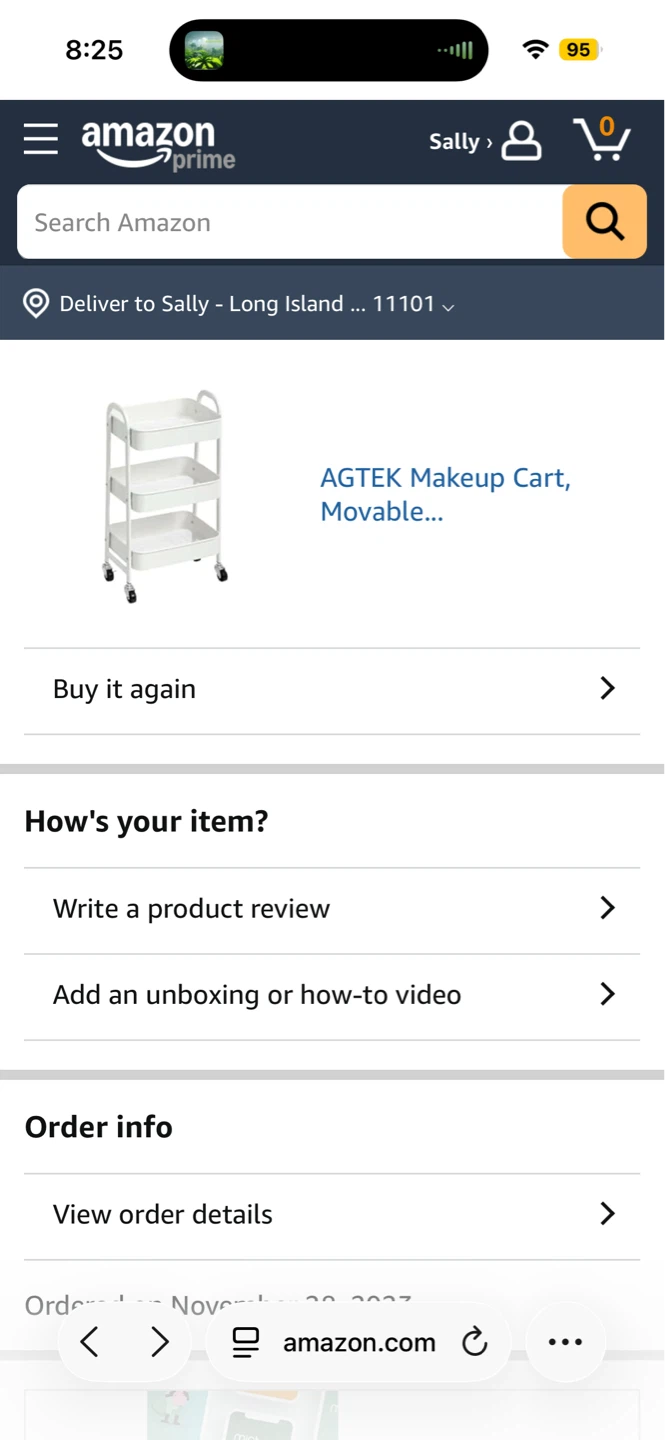 AGTEK 3 Tier Rolling Makeup Cart white