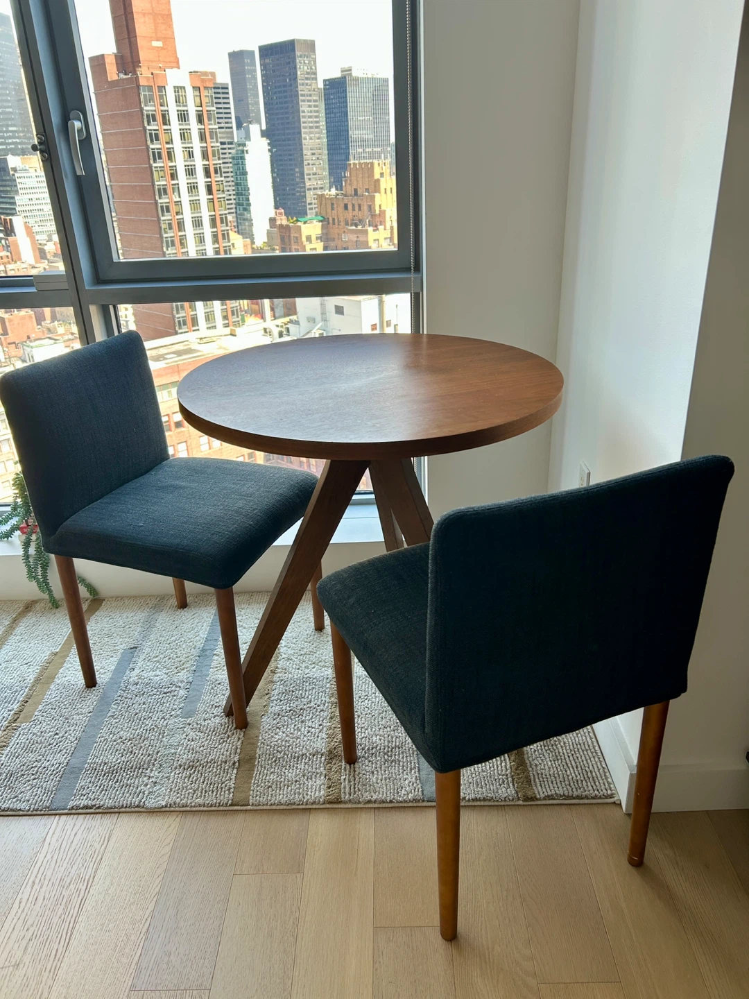 West Elm Round Wooden Dining Table and 2 Chairs - photo 2
