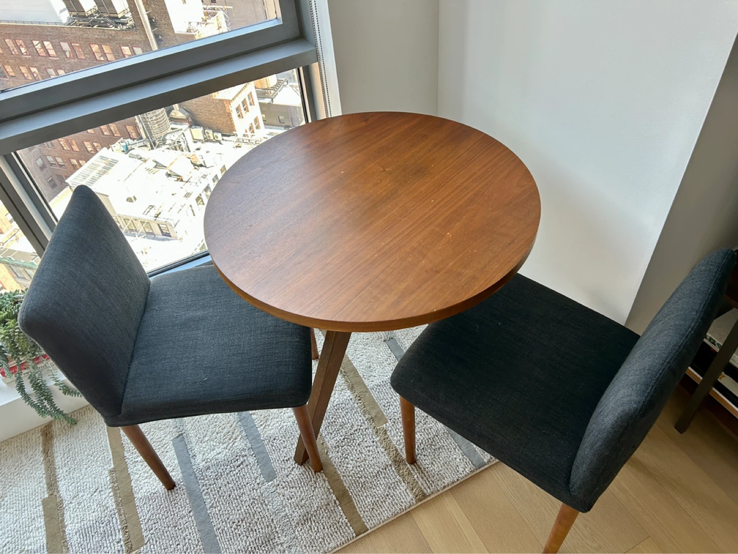West Elm Round Wooden Dining Table and 2 Chairs - photo 3