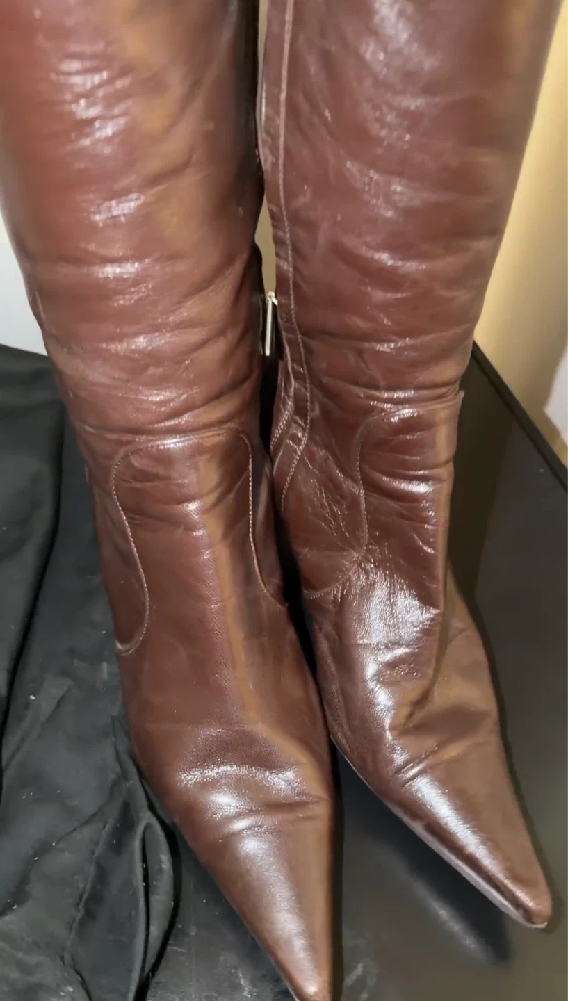 Dolce & Gabbana Brown Leather Knee-High Boots