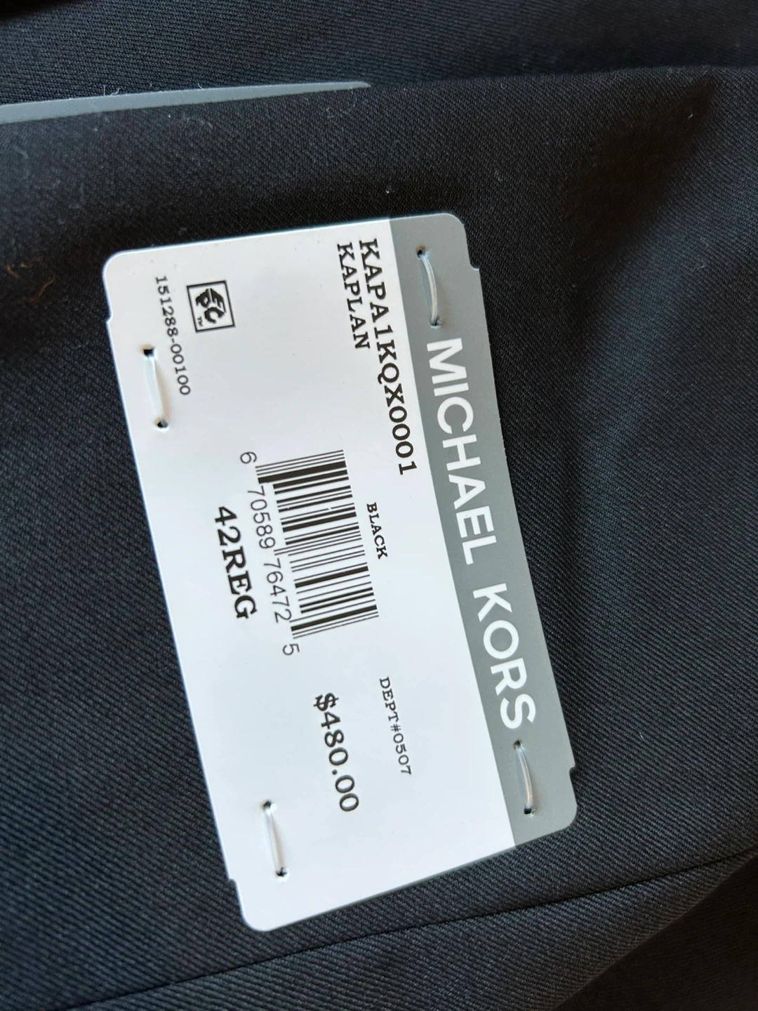 Michael Kors Black Kaplan Suit Jacket 42 Reg