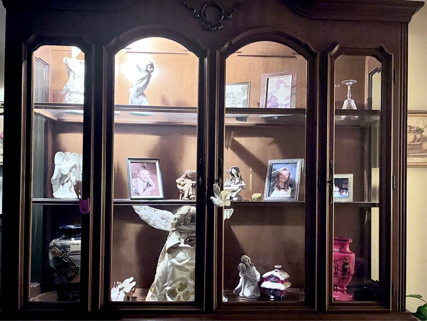 Vintage Wooden China Cabinet with Glass Doors - photo 3