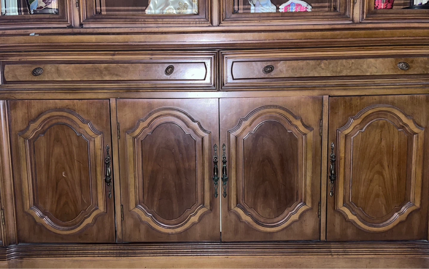 Vintage Wooden China Cabinet with Glass Doors - photo 2
