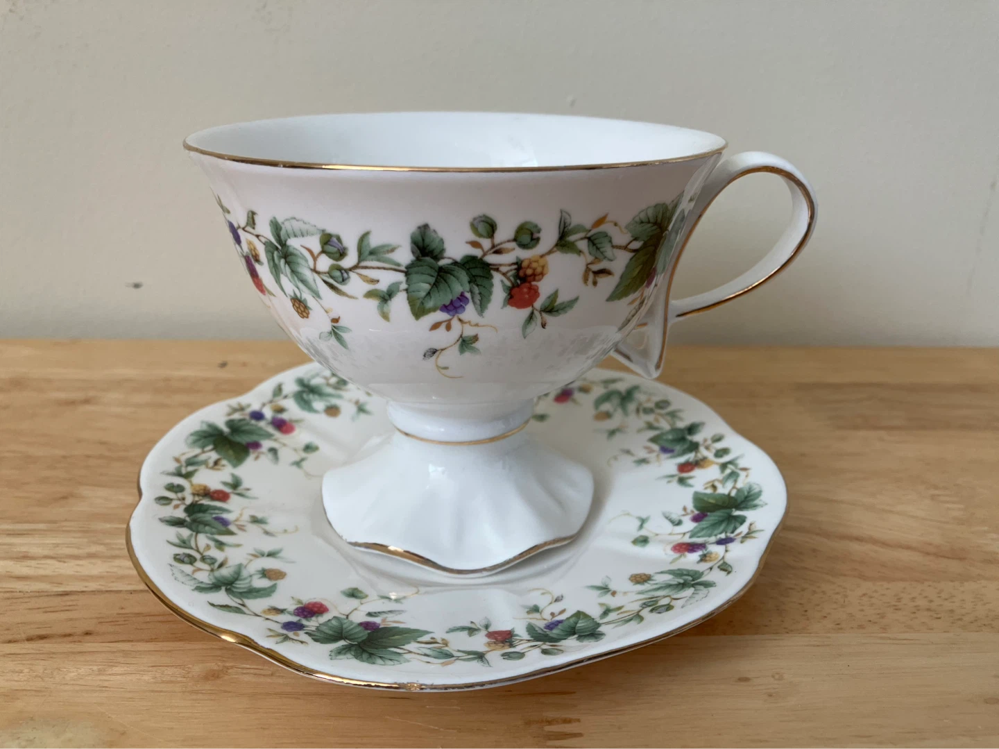 Grace Teaware Berry Pattern Teacup and Saucer Set