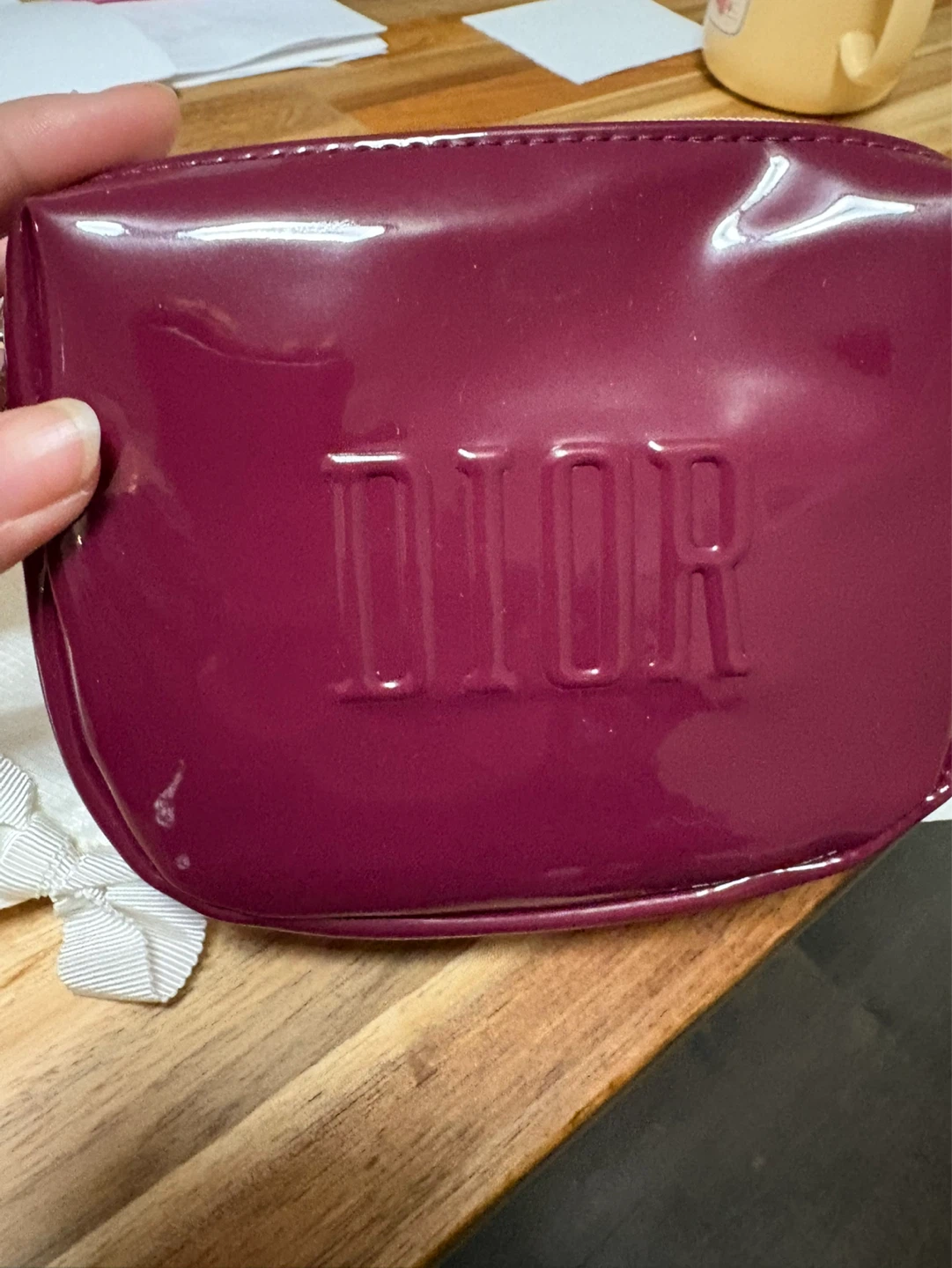 Dior Cosmetic Pouch - Burgundy Patent