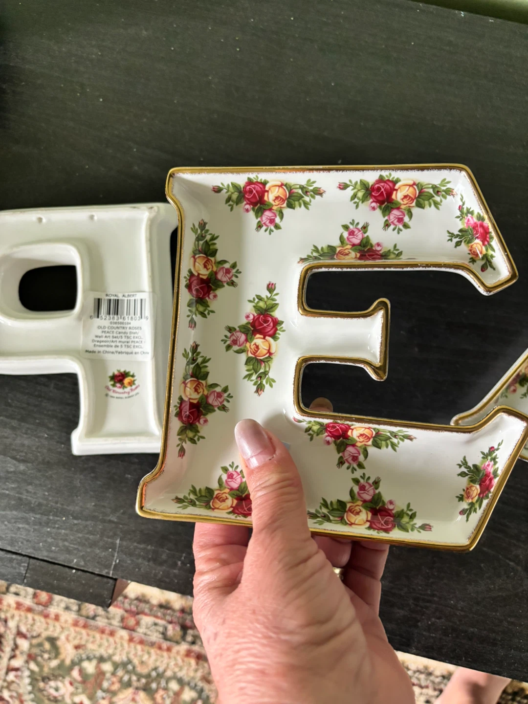 Royal Albert Old Country Roses Letter Plates / Displayer- PEACE - photo 2