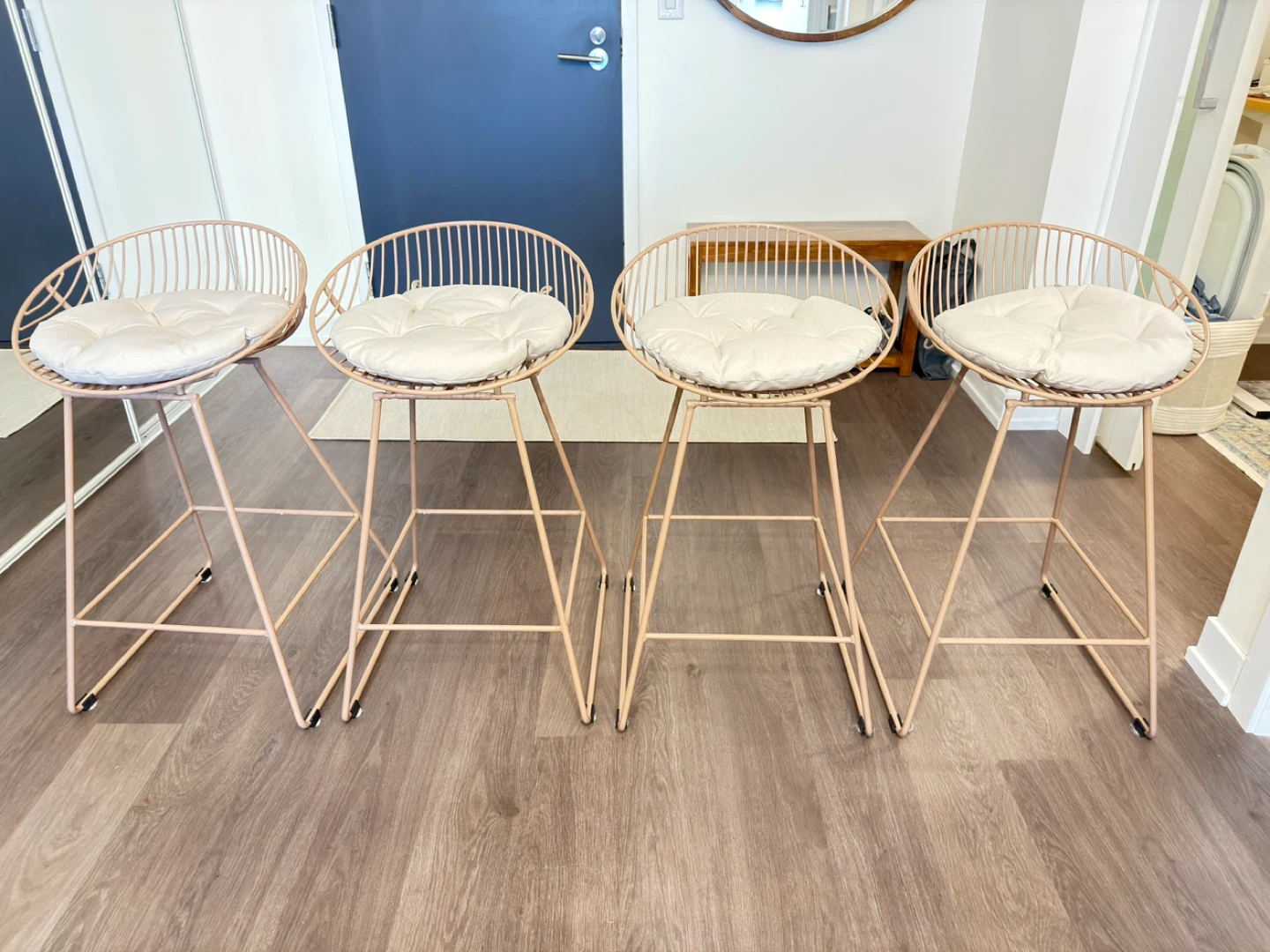 Set of 4 Metal Counter Height Stools with Cushions - photo 3