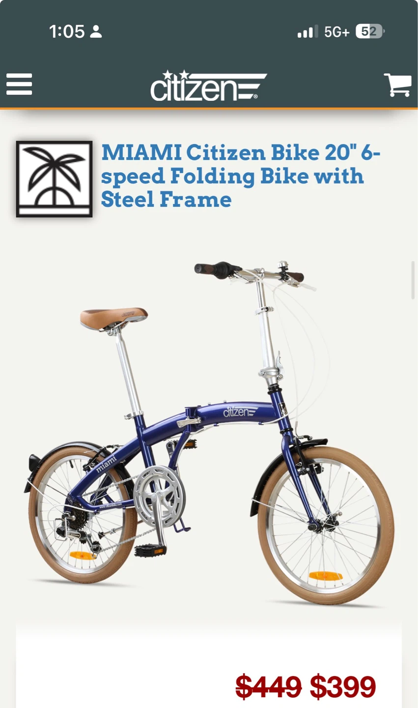 MIAMI Citizen Bike 20" 6-speed Folding Bike