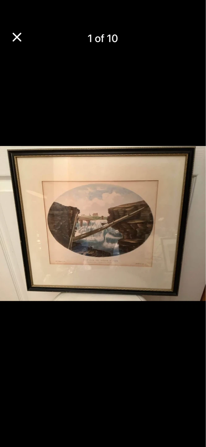 Antiq 2 Coloured Hd Drawn Lithograph of Chaudiere Falls Ottawa 🐞
